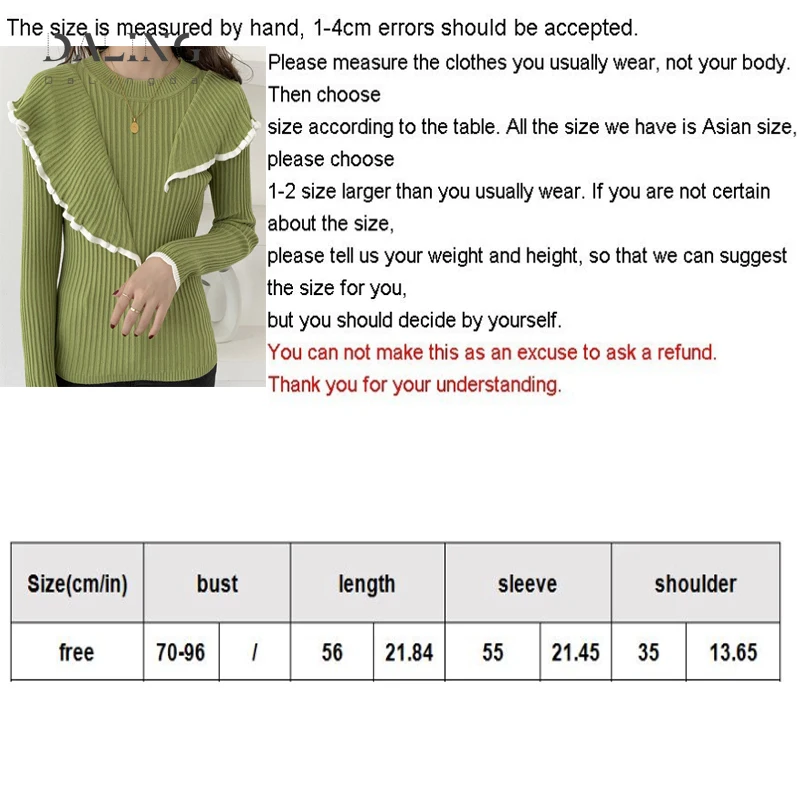 

Basic Bottoming Knit Sweater 2020 New Korean Style Flounced Stitching Pullover Sweaters Slim Warm Thick Knitted Tops