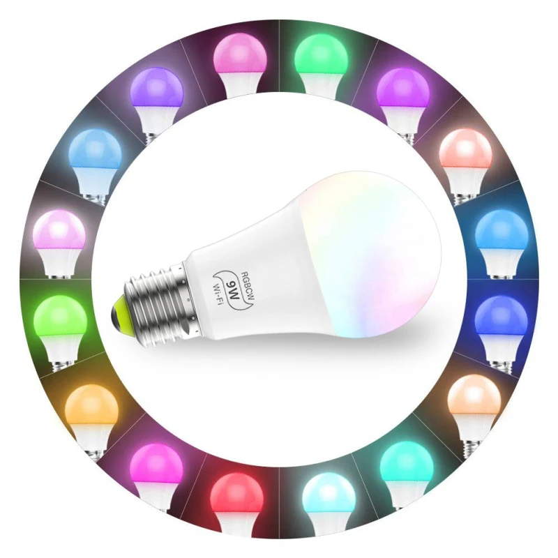 

WiFi Smart Light Bulb Dimmable Multicolor Cell Phone Control Smart Lamp RGB Led Light Bulb 9W Alexa Compatible Bombilla Alexa