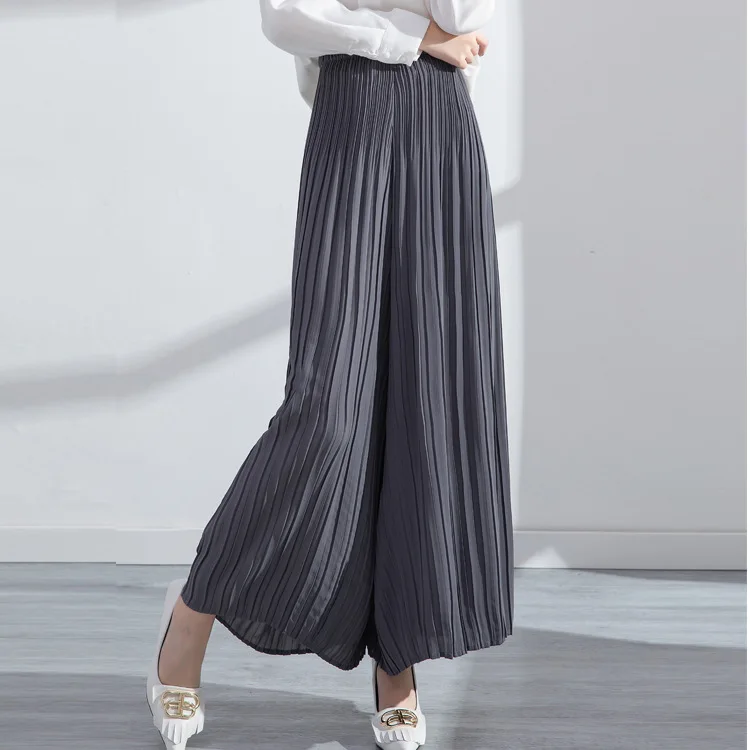 Miyake Pleated Wide-Leg Pants Women's Clothing Autumn 2022 New Fashion Casual Elastic Waist Loose Straight Trousers
