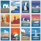 Алмазная живопись с мультяшным дорожным городом, 5D сделай сам, полная выкладка, мозаика с греческим пейзажем, мозаика для творчества, Настенный декор