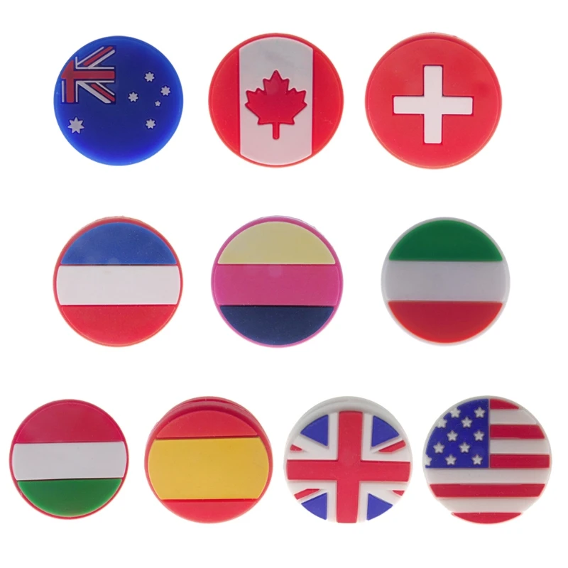 

2021 New 5Pcs National Flag Pattern Tennis Racket Shock Absorber Vibration Dampeners