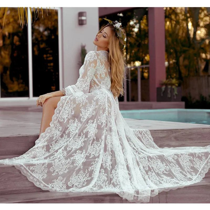 

Cotton Beach Cover up White Lace Bathing Suit Lace Cover ups Beach Long Swimsuit Cover up Womens Swim Wear Beach Tunic