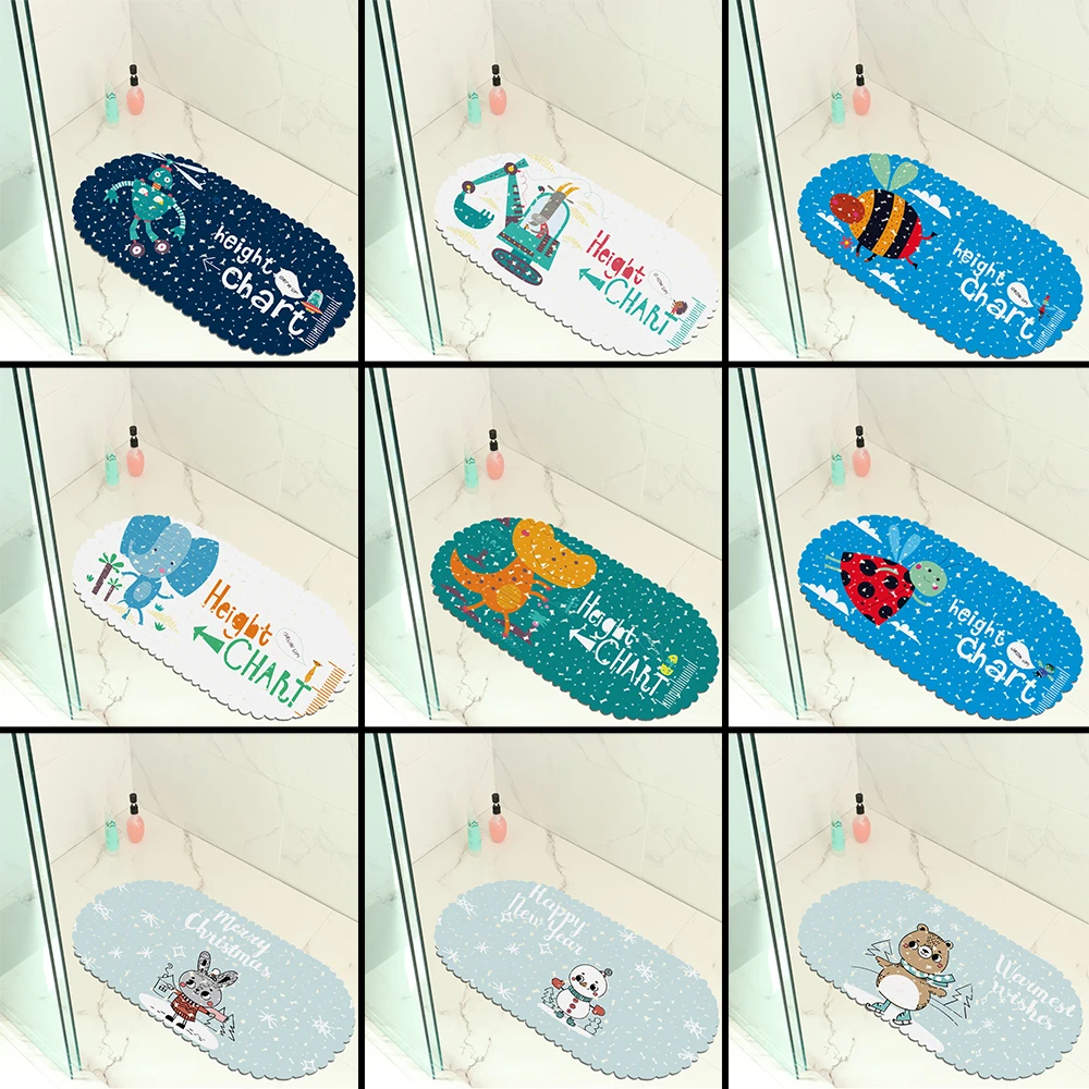 Bathroom Decorative Oval Shower Pad Non-slip Sucker Bath Mats Eco-friendly Carpet Cartoon Animal PVC Rug | Дом и сад