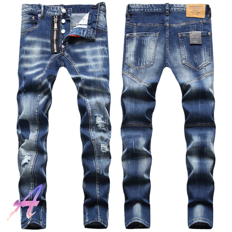 

Dsquared2 Jeans High Quality Washed Damage Hole Hip Hop DSQ2 Denim Pants for Men Streetwear