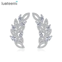 luoteemi luxury stud earring for women crystal wheat leaf cz micro stud earrings boucle doreille crystal korean fashion jewelry