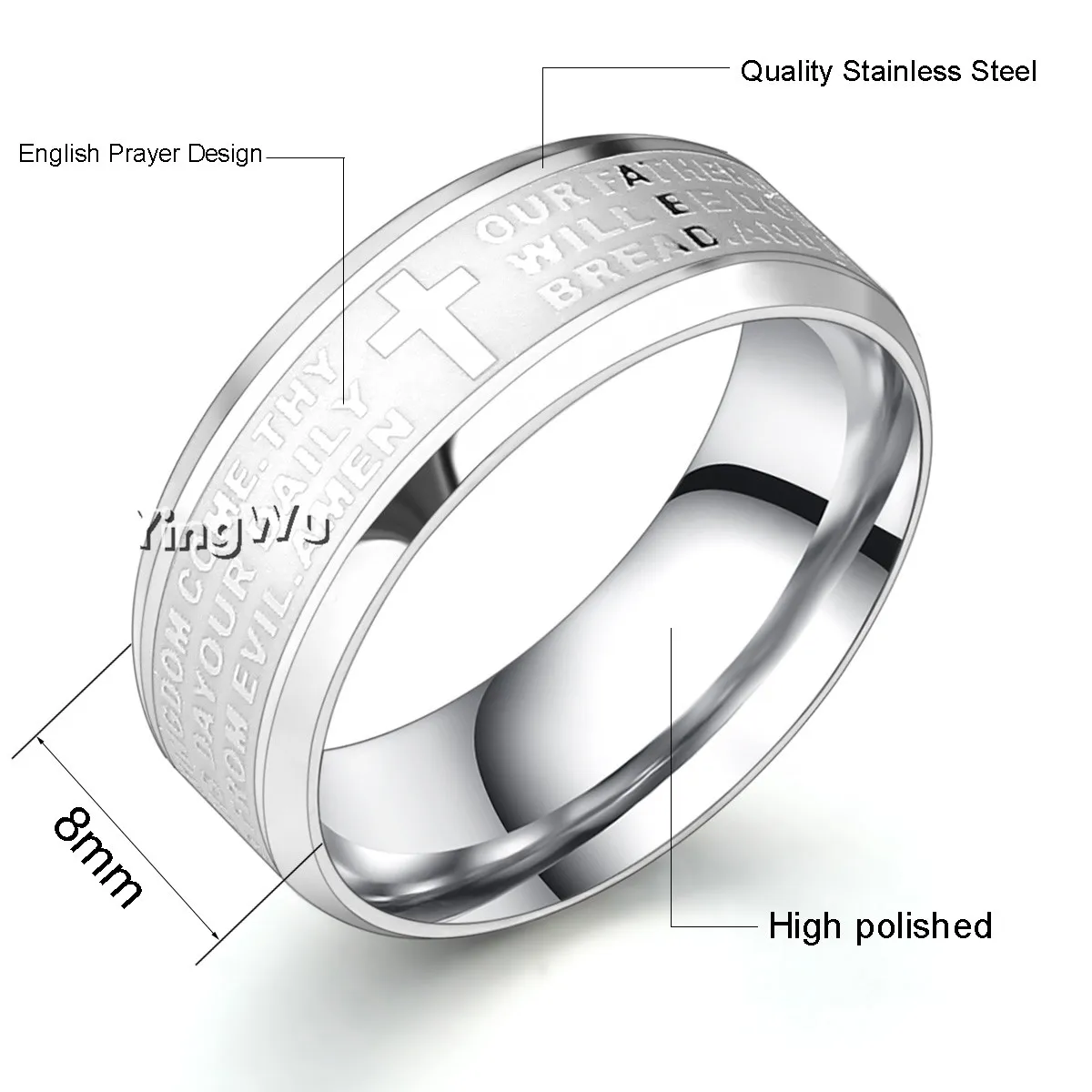 Кольца Yingwu из титановой нержавеющей стали для мужчин и женщин кольца с