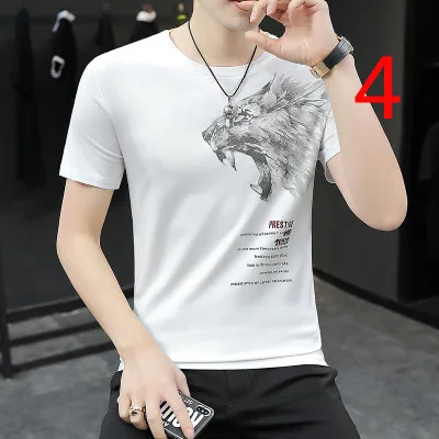 

Men's tide print 2020 men's t-shirt with collar top Slim cotton striped tide card