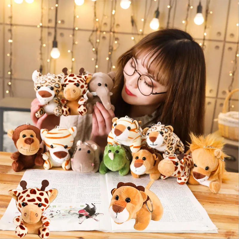 

Мягкие игрушки с имитацией маленьких животных для детей, кукла для мальчиков, подвеска, слон, плюшевые игрушки для девочек, обезьяна, лев, ти...