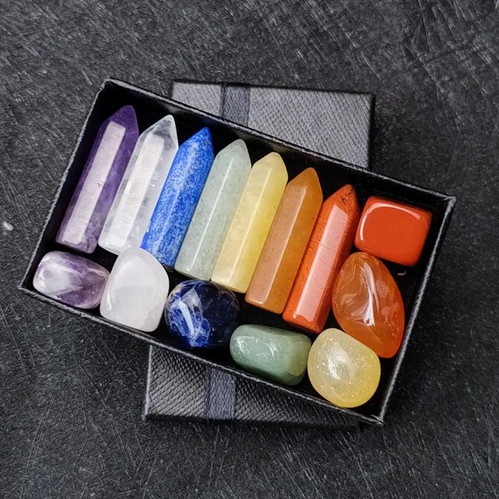

14pcs/set Natural Stones Crystal Gemstone Chakras Healing Stone Ore With Decoration Quartz Home Crafts Energy Box Mineral X3i6