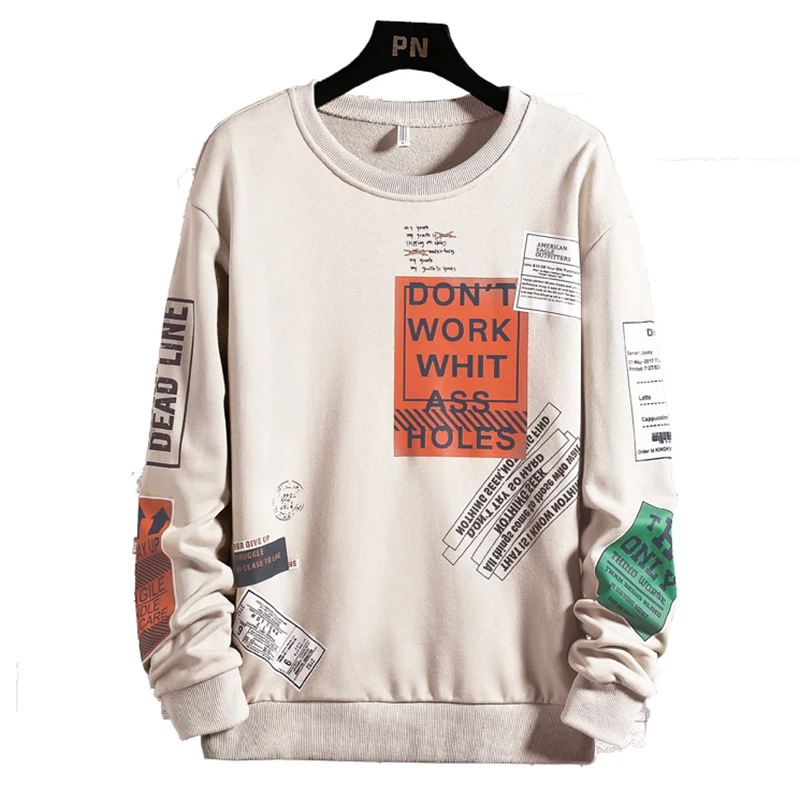 Мужской пуловер с длинным рукавом свитшот принтом в стиле хип хоп спортивная