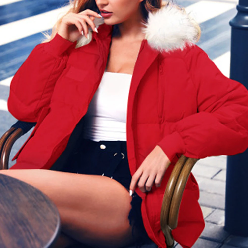 Теплая зимняя куртка для женщин 2019 Мода с капюшоном меховой воротник пуховое