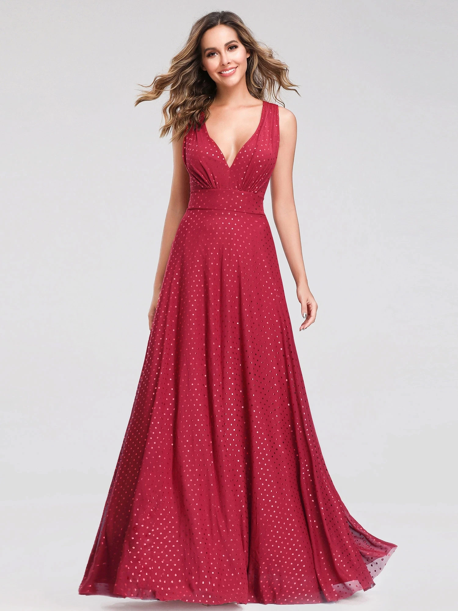

Elegant A Line V Neck Long Formal Evening Dress With Cross Back EZ07508