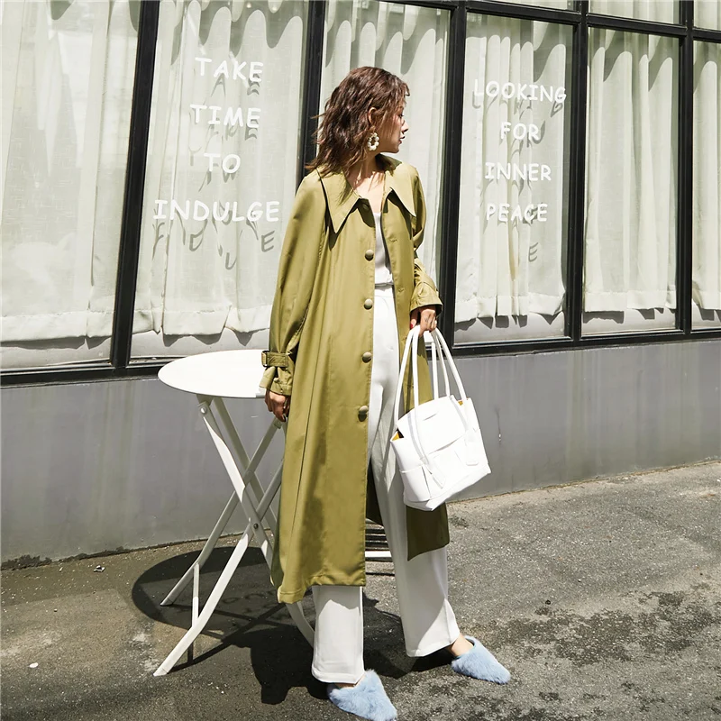 LANMREM/Новинка 2019 года сезон осень-зима модная однотонная свободная Зеленая