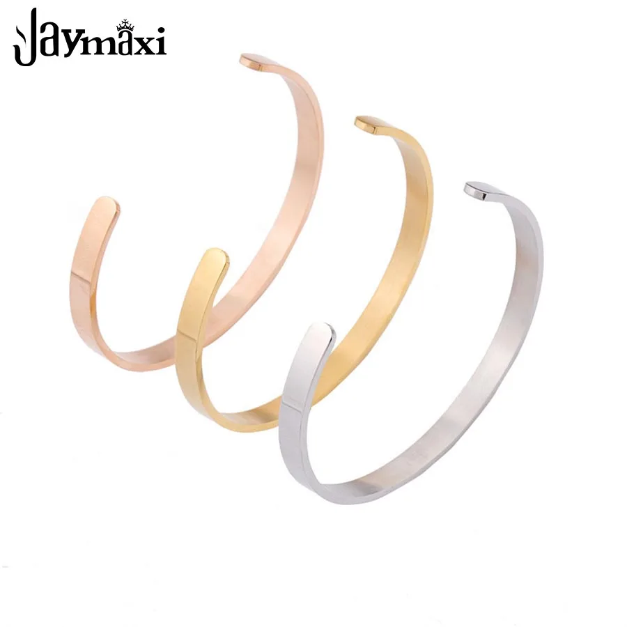 

Jaymaxi Stainless Steel Bangle C Shape DIY Blank Cuff Bangle 2mm Thickness 6mm Width Inner Dia 65mm 10piece/lot Wholesales