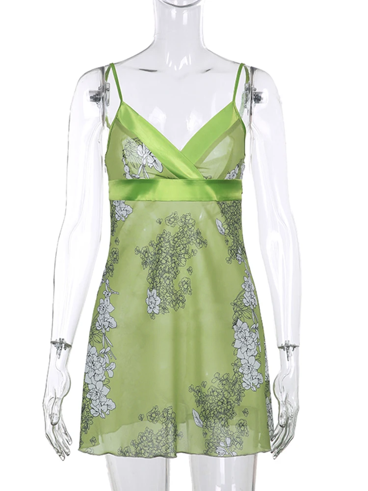 Шифоновое платье-комбинация с цветочным принтом и V-образным вырезом | Женская