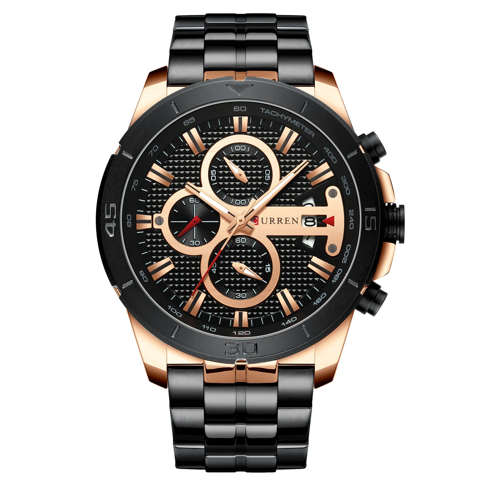 

watch creative student men's watch business casual quartz watch waterproof three-eye six-pin steel band watch fashion men's watc