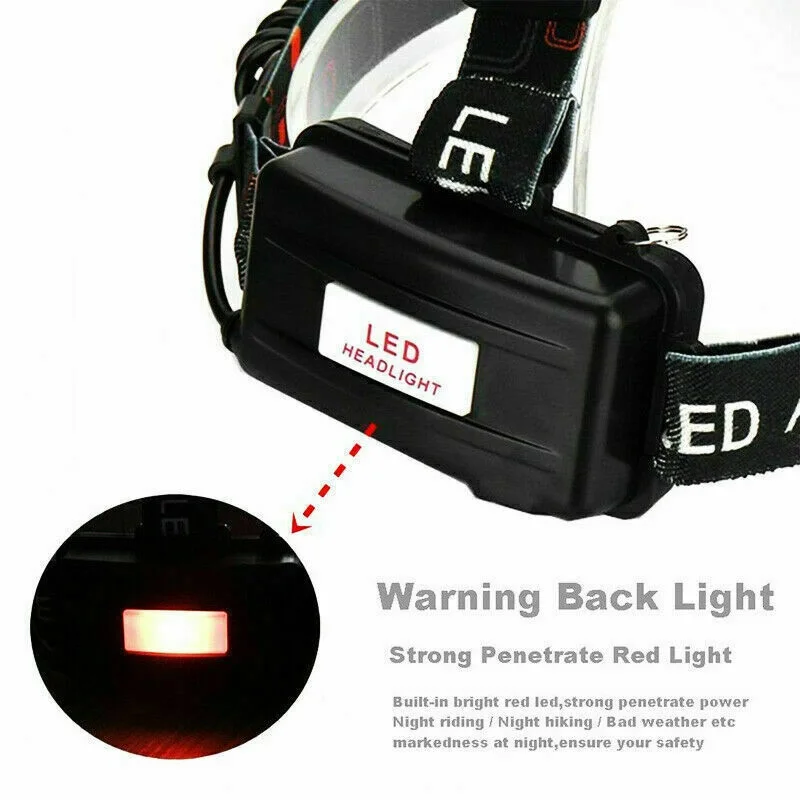 

2pcs T6 LED Headlight USB Cable Headlamp T6 Bright Bulbs Head Torch Flashlight Hiking Fishing Work Light Lamp