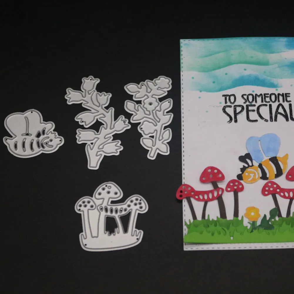 Пчелы Рамка металлический Трафаретный вырубной штамп гриб Troqueladora цветы трава