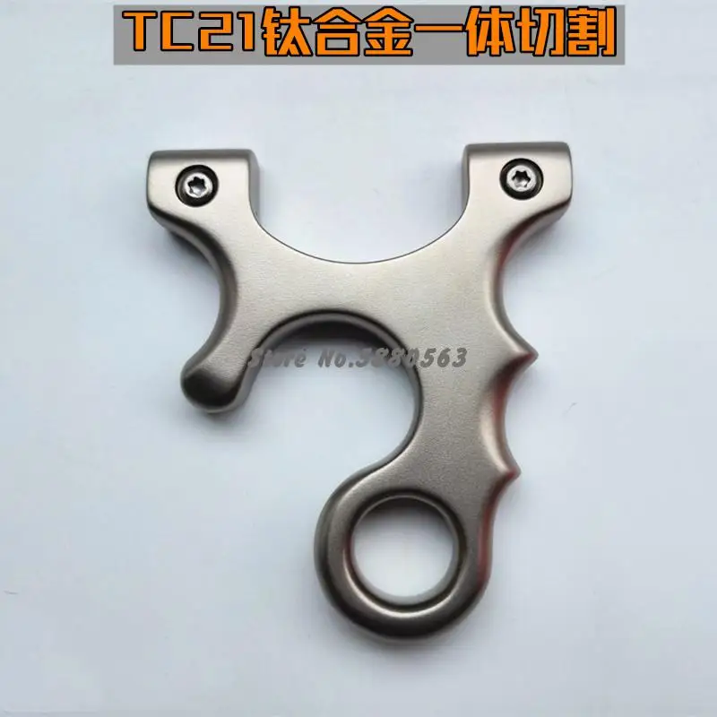 Titanium alloy hunting slingshot catapult with flat rubber band, left hand/right hand for outdoor high precision shooting