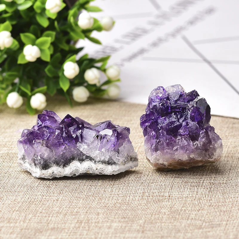 1PC 100% Natural Amethyst Cluster Quartz Healing Stone Crystal Point Specimen Home Decor Purple Feng Shui Ore Mineral Gift - купить по