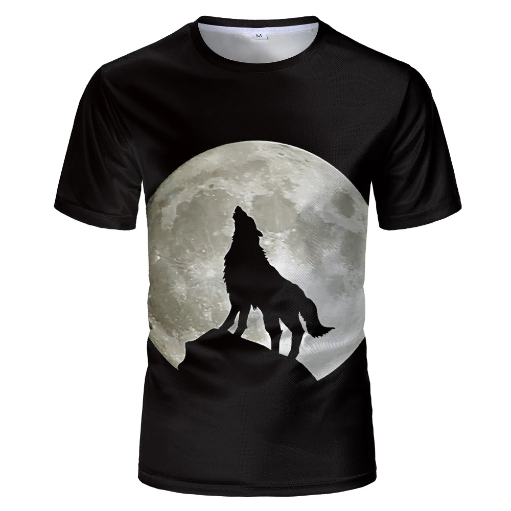2021 Fun Newest Harajuku Wolf 3D Print Cool T-shirt Men/Women Short Sleeve Summer Tops Beauty T shirt Fashion animal Tees | Мужская