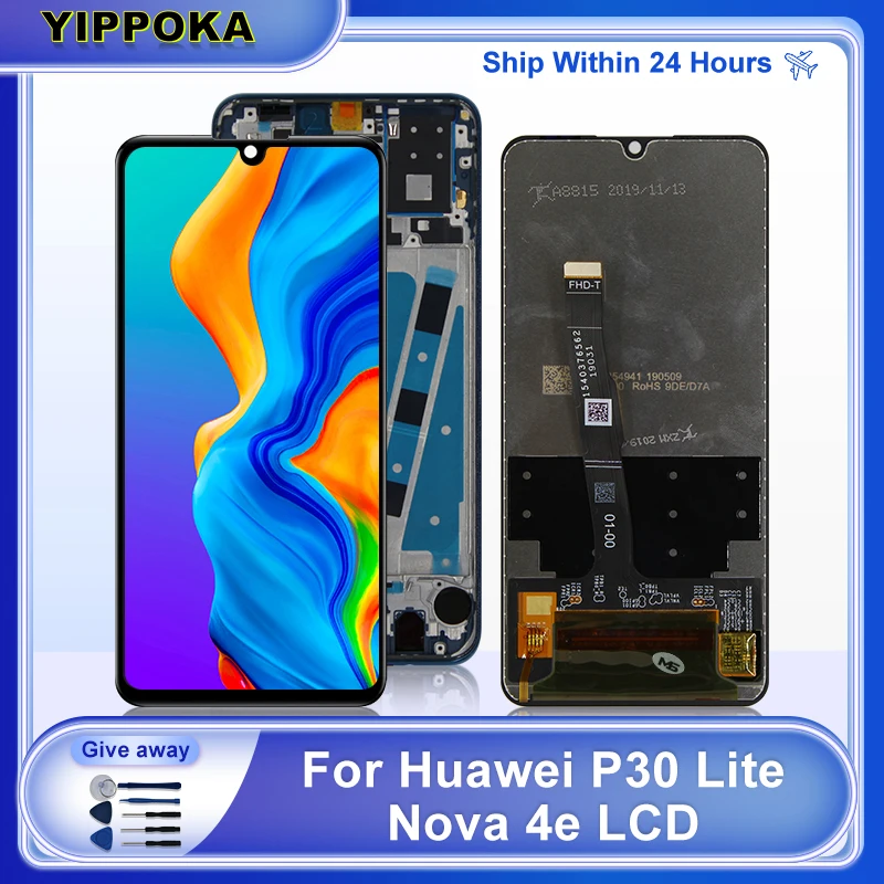 

Дисплей для смартфона, для HUAWEI P30 Lite, Nova 4e, MAR-LX1, LX2, AL01, ЖК, 2312*1080, с рамкой, оригинальный