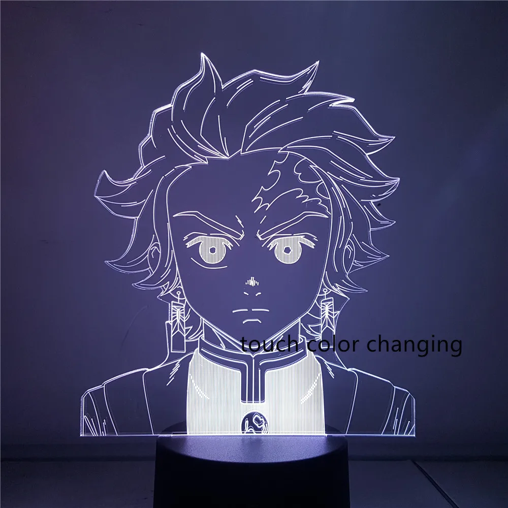 Demon Slayer экшн аниме 3D изменение цвета Светодиодная фигурка Kimetsu no Yaiba Kamado Nezuko Kamado Tanjirou настольная визуальная модель подарок игрушка - Цвет: touch( no remote)
