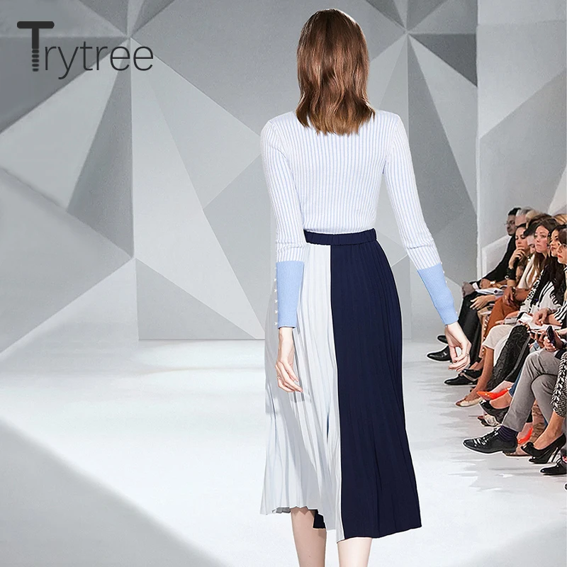 Осенне-зимний женский повседневный комплект из двух предметов Trytree топ с высоким