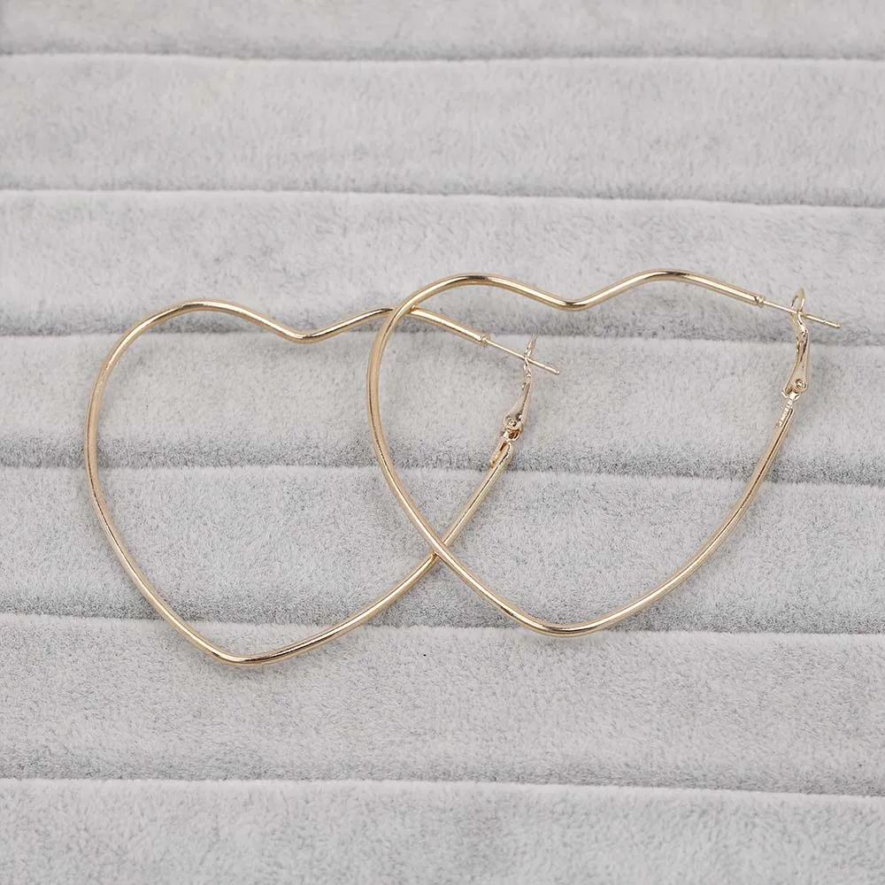 Gold Heart BLIJERY/модные серьги-кольца в геометрическом стиле для женщин и девочек, ювелирные изделия в стиле панк, золотые, серебряные цвета, сережки-гвоздики, Femme - Окраска металла: Gold Heart
