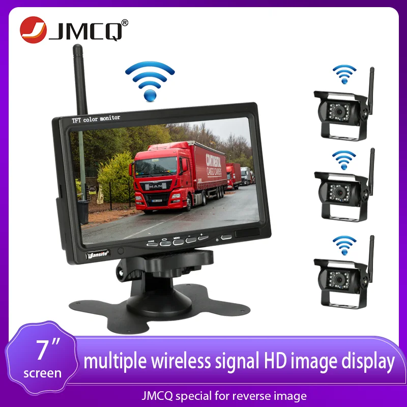 

JMCQ 7 inch Wireless Truck Camera Car Monitor HD Monitor 12V-24V for Bus Car Truck CCTV Reverse Rear-time View Backup Camera