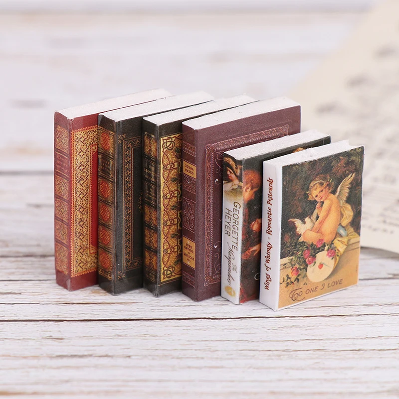 6 шт./компл. 1/12 кукольный домик Винтаж миниатюрная книга модель Тетрадь Кукольный