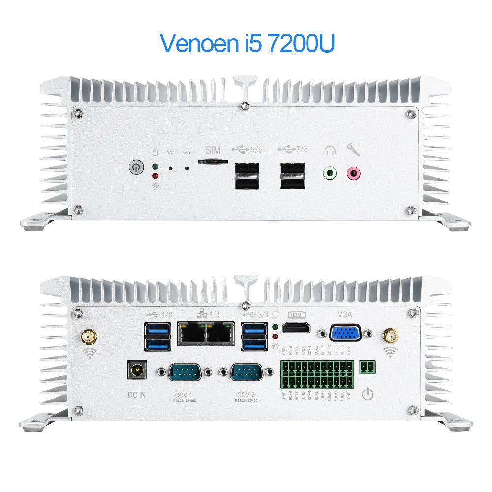 Мини автоматическое питание на компьютере Intel Core i5 i7 8250U 4500U 2* ddr4 32GB SIM 8-GPIO порт linux сервер wake on LAN маленький ПК 2,4G WiFi - Цвет: Core i5 7200U Silver
