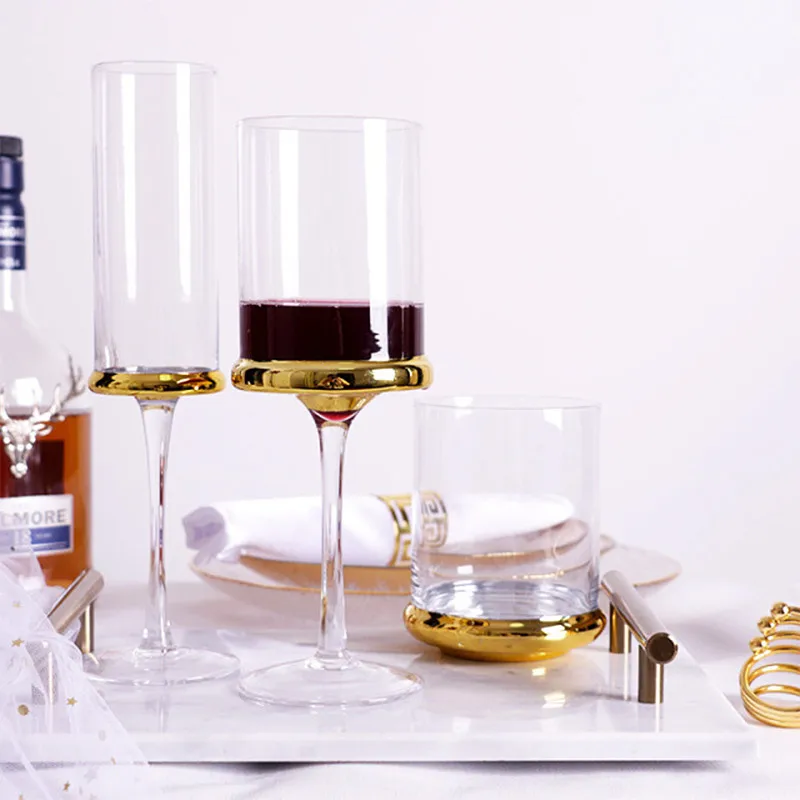Позолоченные бокалы для красного вина шампанского домашнего сока стоячая