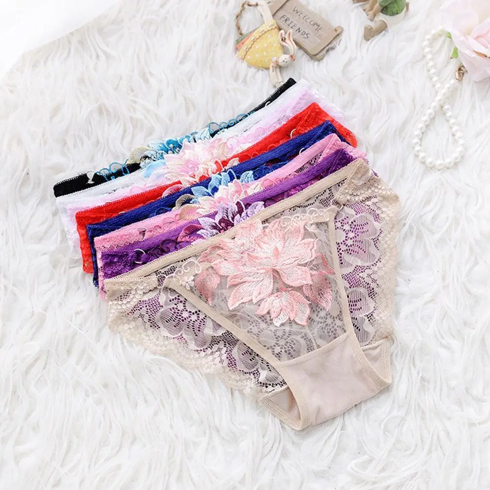 

Кружевные вышитые трусики с заниженной талией, цветочные ажурные T-образные трусики, сексуальные сетчатые соблазнительные прозрачные трус...