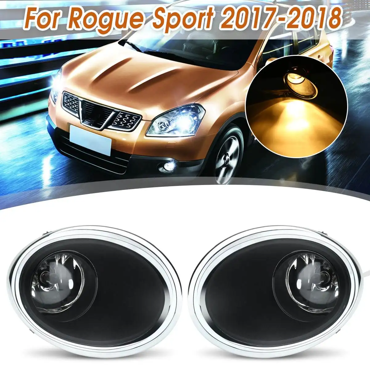 

Bright Light Lamp Covers A Pair Front Bumper Fog Lights Driving Lamps Lens H8 Bulb Kit For Nissan Rogue Sport 2017-2018