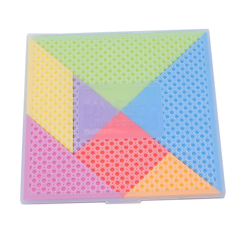 

Children Jigsaw Puzzle Rainbow Color 18.4*18.4cm Plastic Tangram DIY Brain Puzzle Kid Learning Education Puzzles Toy