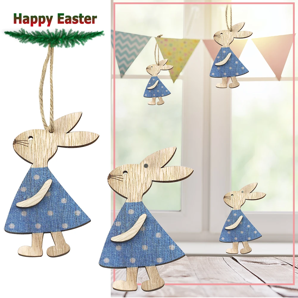 Скандинавский деревянный Пасхальный кулон с кроликом вечерние праздничные
