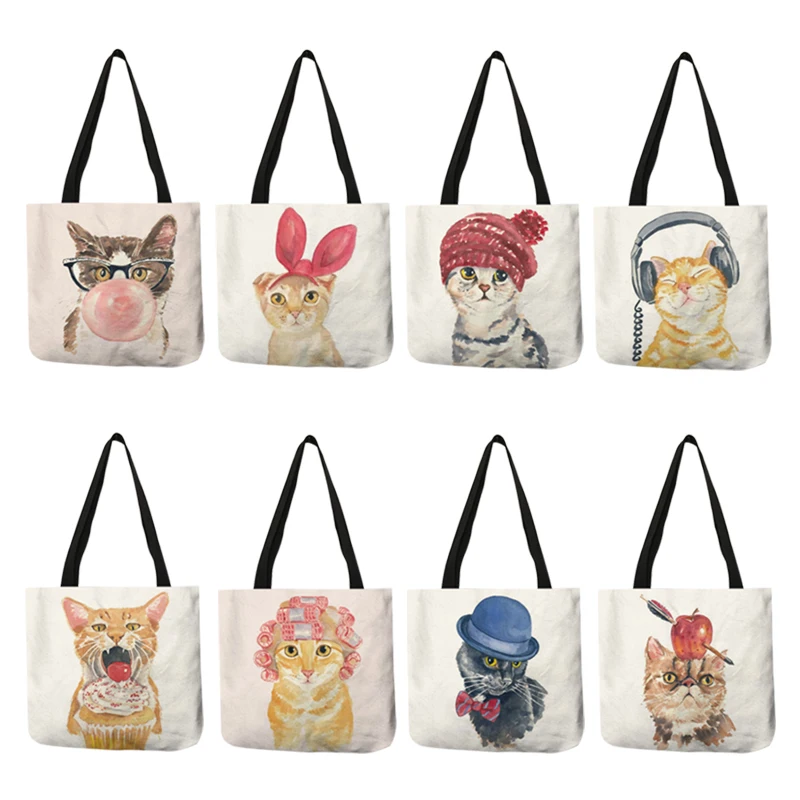 Сумка на плечо для девочек милая Экологически чистая льняная многоразовая