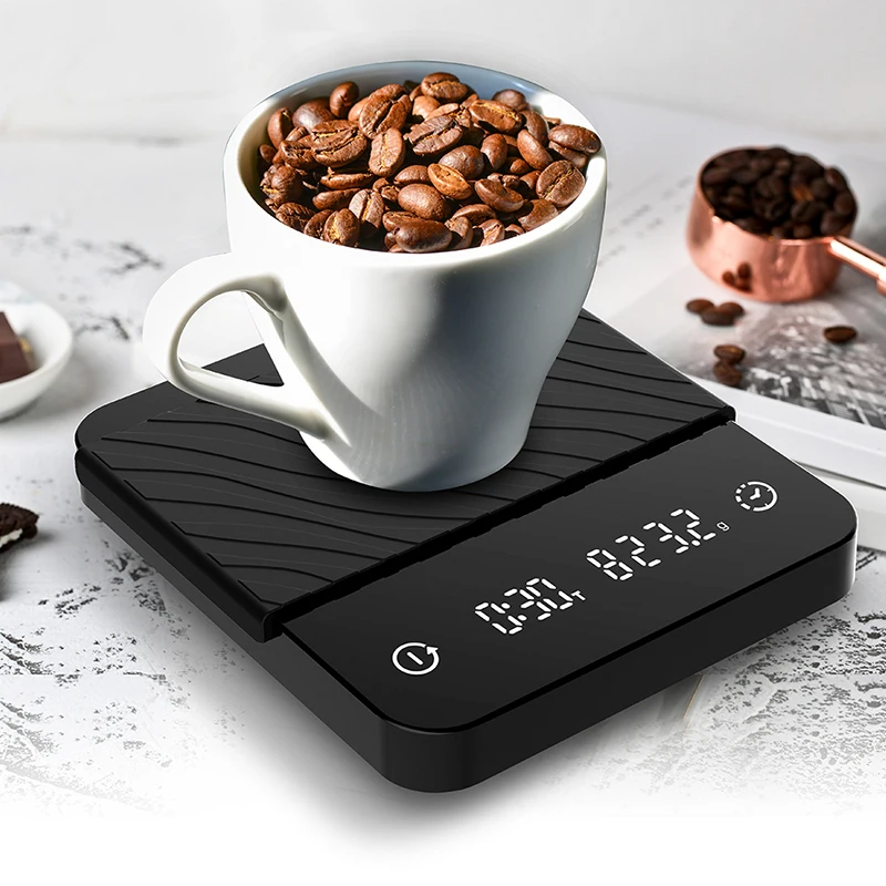 B&aacute;scula de caf&eacute; con pantalla LED, herramientas de cocina para caf&eacute; elaborado a mano, accesorios con almohadilla de silicona, 2kg/0,1g-1
