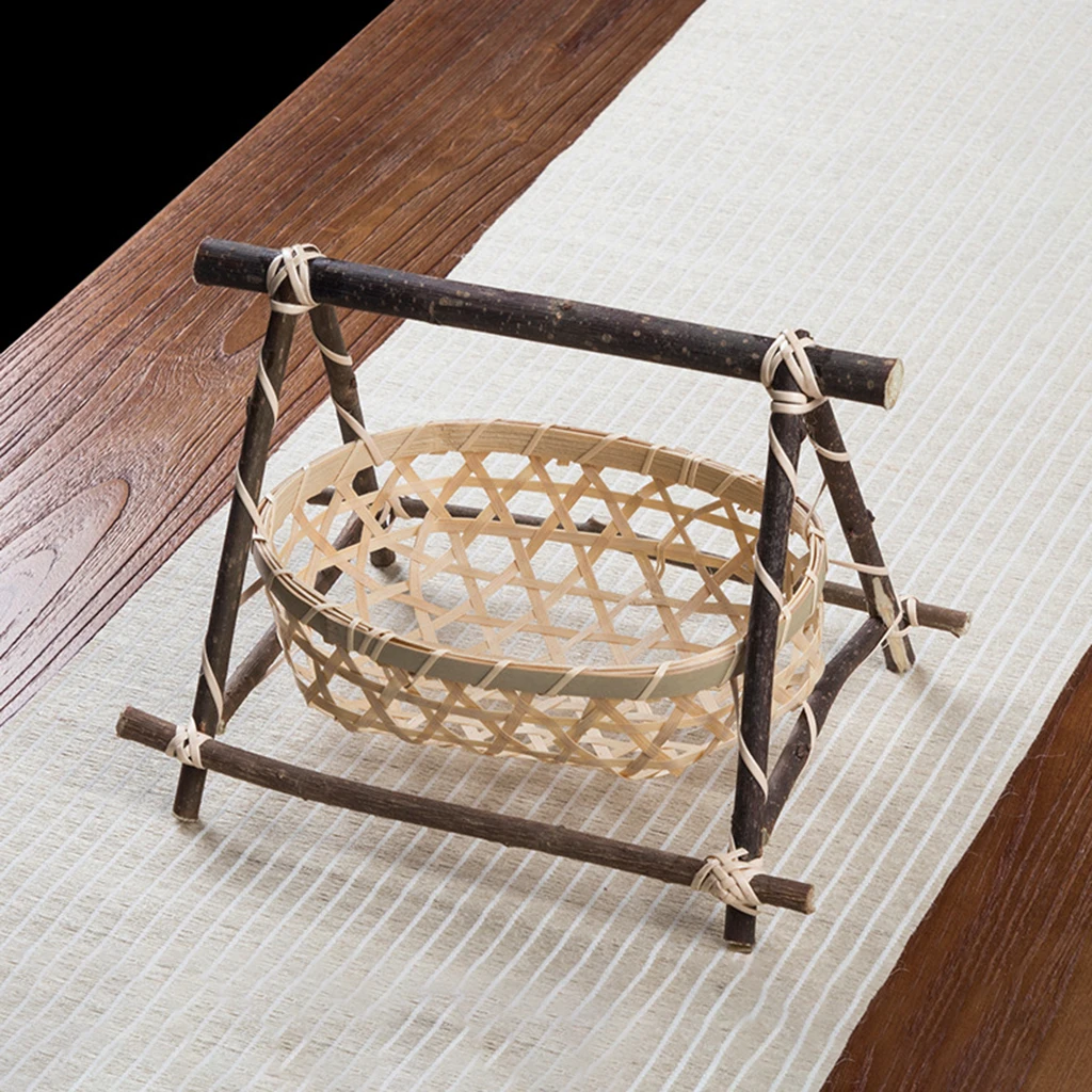 

Natural Wicker Fruit Nut Snack Storage Buffet Bamboo Basket Stand Serve