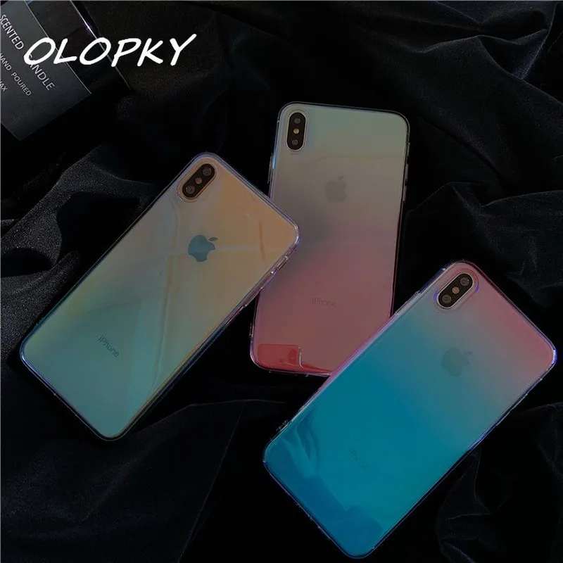 Простой Супер мягкий силикагель градиент полное заднее покрытие для iPhone 6 6s 7 8 Plus X