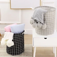 1pcs foldable laundry basket japanese cotton linen fabric waterproof dirty toy clothes storage rganizer black white grey