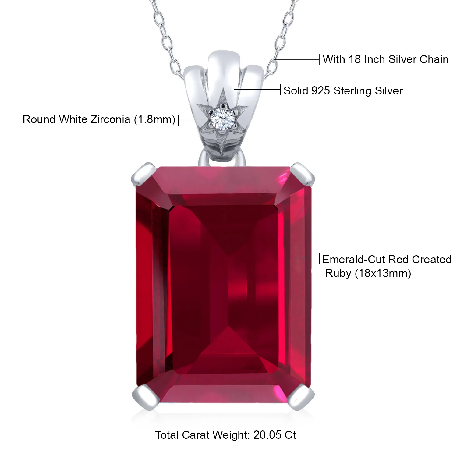 GemStoneKing 17 05 Ct Изумрудный красный драгоценный камень из рубина 925 пробы кулон