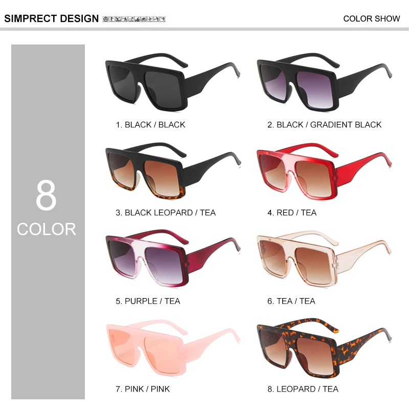

SIMPRECT 2020 Newest Oversized Sunglasses Women Big Frame Square Sun Glasses Luxury Brand Designer Gradient Shades For Women