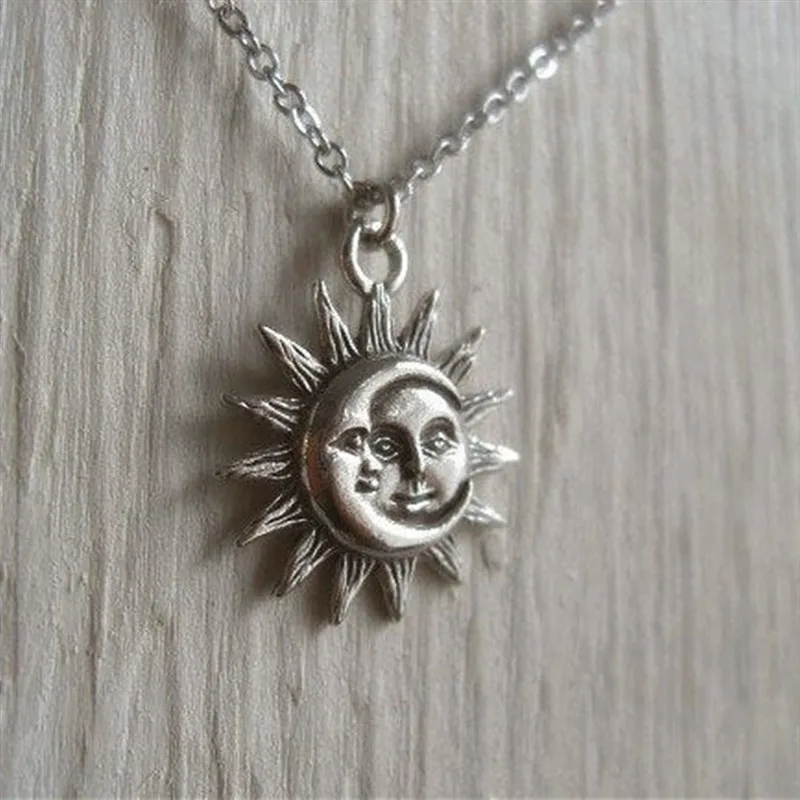 Silver Colour Sun And Moon Necklace Charm Celestial Jewelry Dainty Love Friendship Soulmate Gift For Her Fashion Women Men 2020 | Украшения