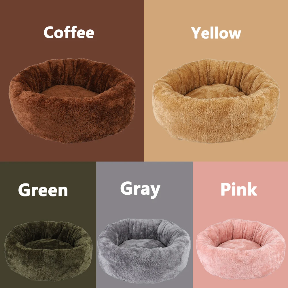 

Pet Puppy Cat Dog Bed Super Soft Kennel Round Fluffy Cat House Warm Comfortable Sleeping Cushion Mat Sofa Washable Puppy Plush
