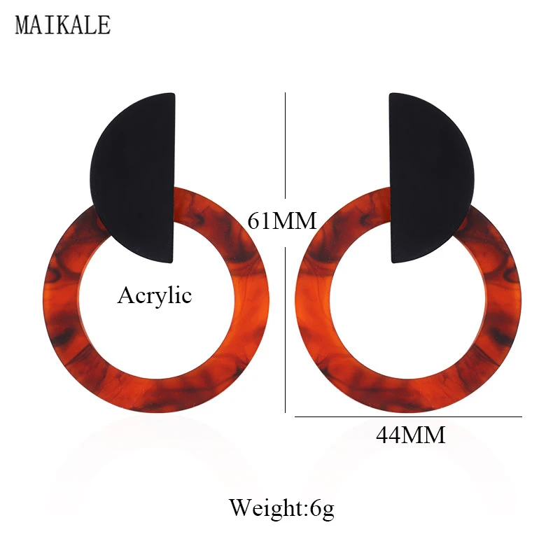 Женские простые серьги подвески MAIKALE круглые из ацетата Богемские Этнические