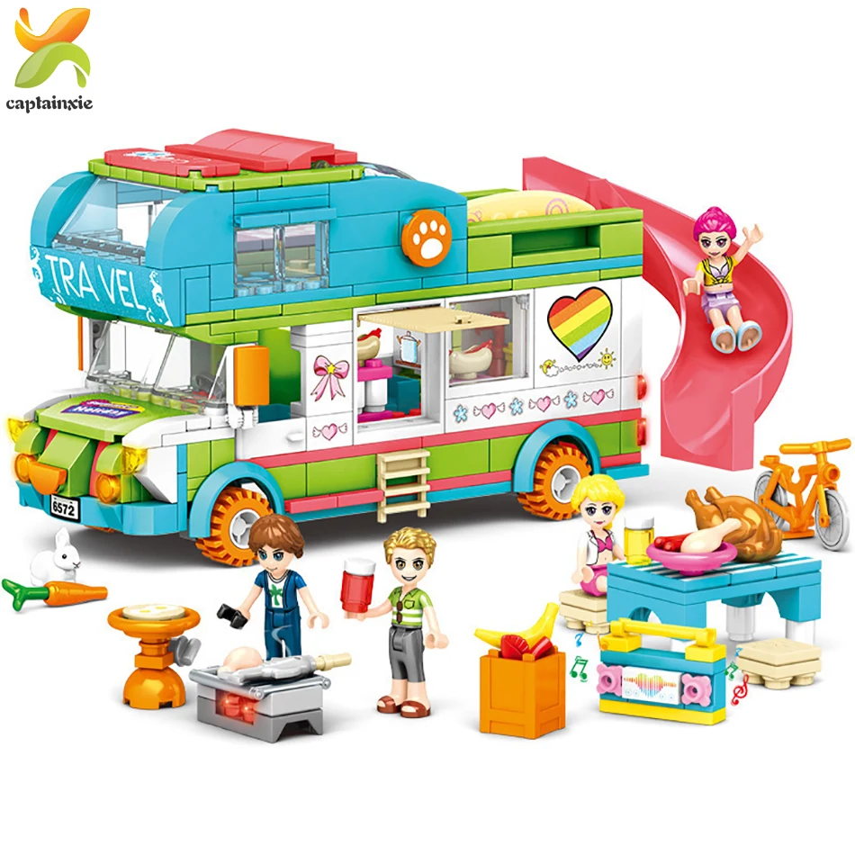 433 шт Heartlake City Outing Camper Bus Building Blocks Friends series для девочек Friendship figures Bricks set игрушки