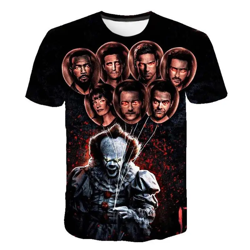 

2020 new men t shirt Sketch the clown 3D Printed T Shirt Men Joker Face Casual O-neck Male tshirt Clown Short Sleeved joke tops