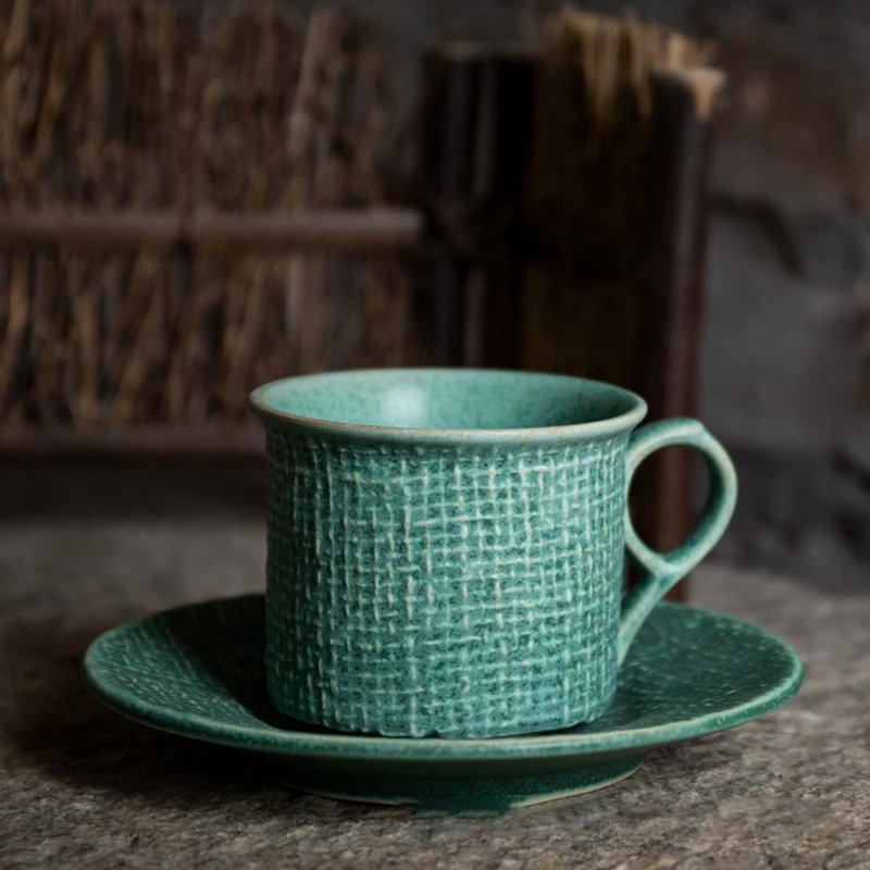 Японская Классическая винтажная чашка и блюдца керамика простой стиль